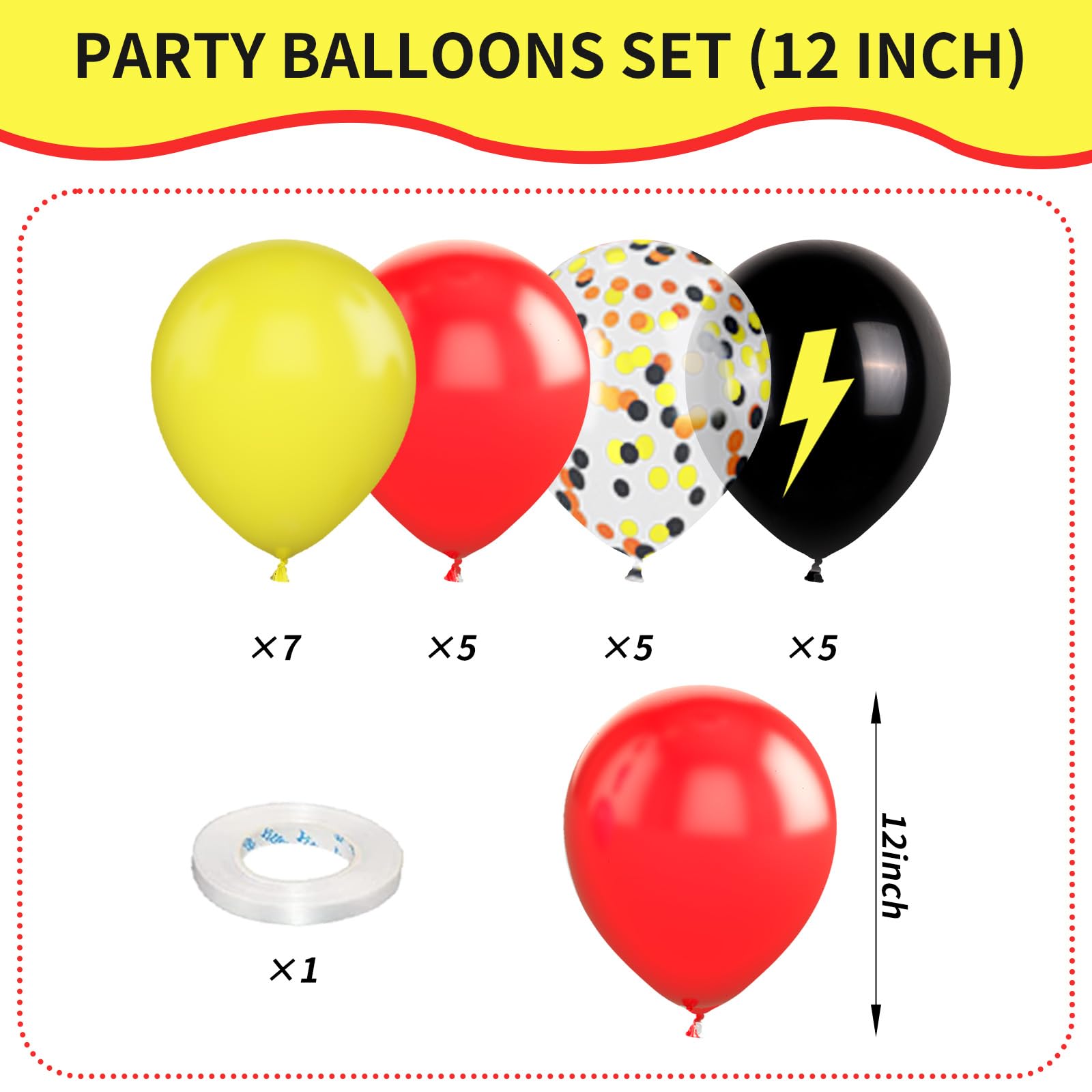 Foto 3 pulgar | Globos Feyg Poke Con Estampado De Relámpagos, 30 Cm, Rojo/amarillo/negro - Venta Internacional.