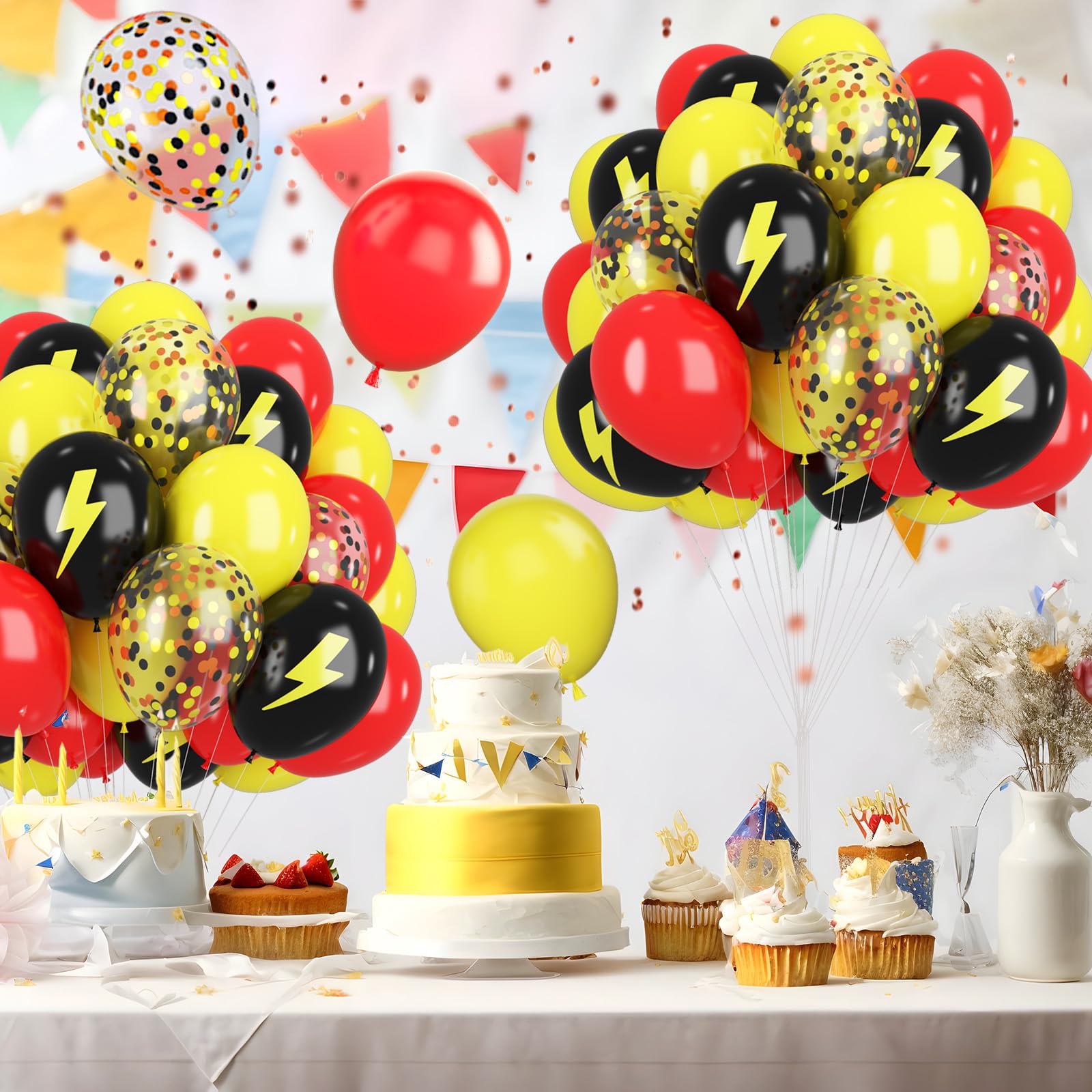 Foto 6 pulgar | Globos Feyg Poke Con Estampado De Relámpagos, 30 Cm, Rojo/amarillo/negro - Venta Internacional.