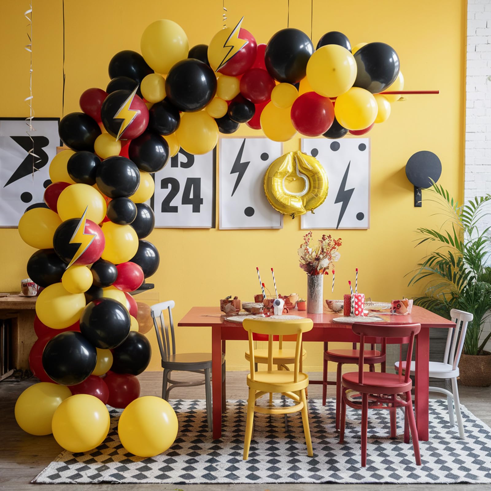 Foto 7 pulgar | Globos Feyg Poke Con Estampado De Relámpagos, 30 Cm, Rojo/amarillo/negro - Venta Internacional.