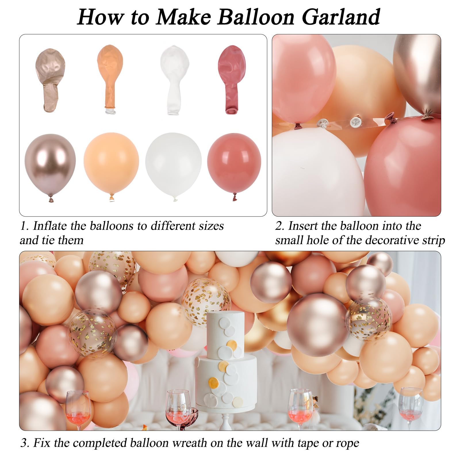 Foto 5 pulgar | Kit Con Forma De Arco Con Forma De Guirnalda De Globos Rubfac, Rosa Rubí, Para Decoración De Fiestas - Venta Intern