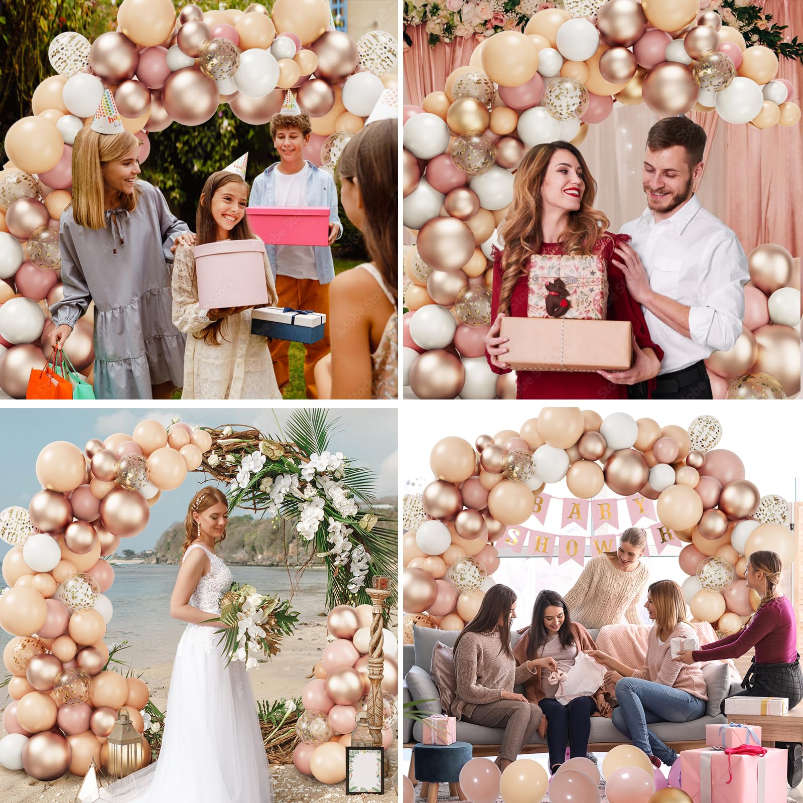 Foto 6 | Kit Con Forma De Arco Con Forma De Guirnalda De Globos Rubfac, Rosa Rubí, Para Decoración De Fiestas - Venta Intern