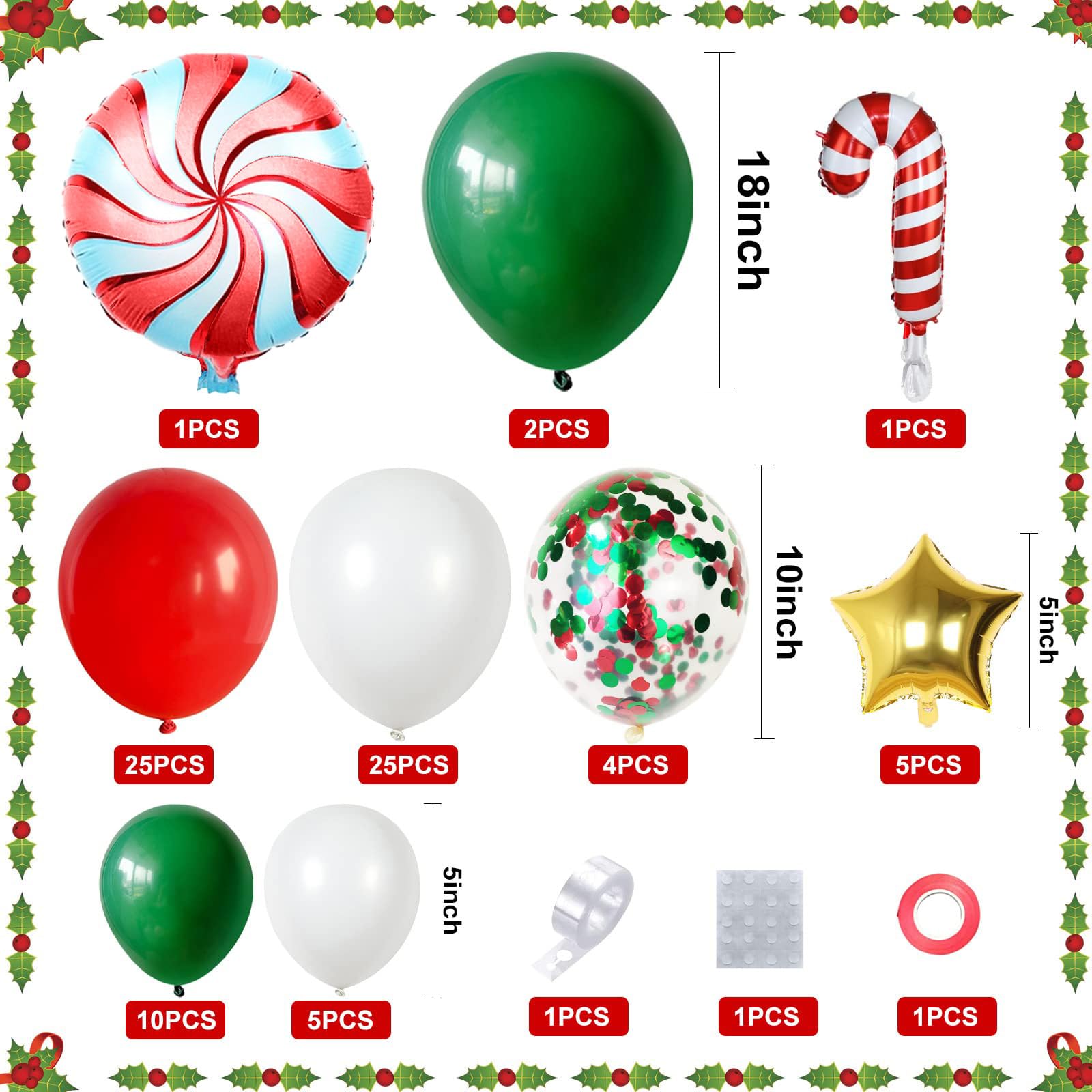 Foto 3 pulgar | Kit De Guirnaldas De Globos Navideños Feyg Con Forma De Arco, Rojo, Blanco Y Verde - Venta Internacional.