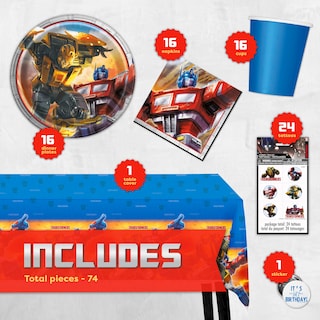 Foto 2 | Artículos Para Fiestas Transformers Birthday Serves 16 Con Mantel - Venta Internacional.