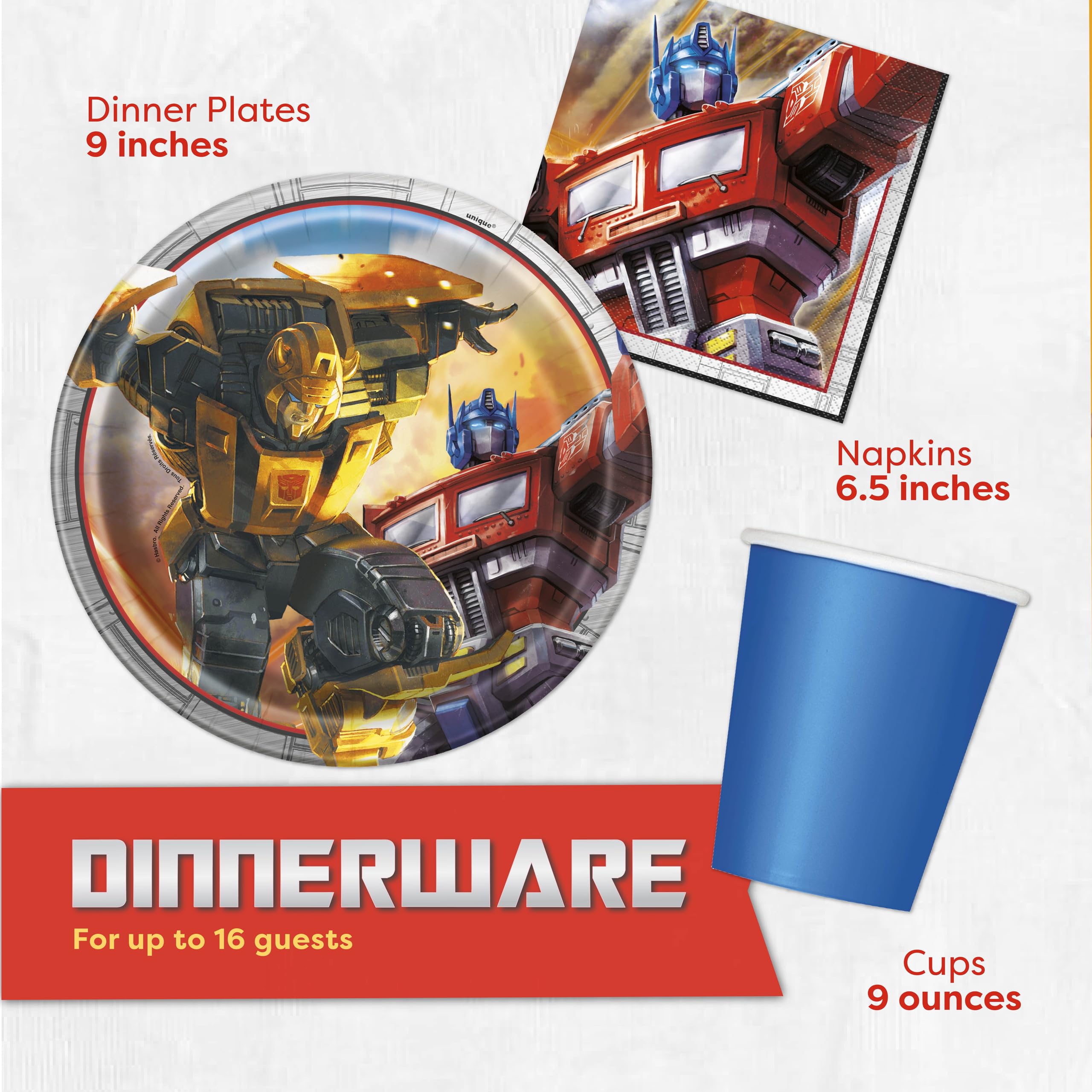 Foto 6 pulgar | Artículos Para Fiestas Transformers Birthday Serves 16 Con Mantel - Venta Internacional.