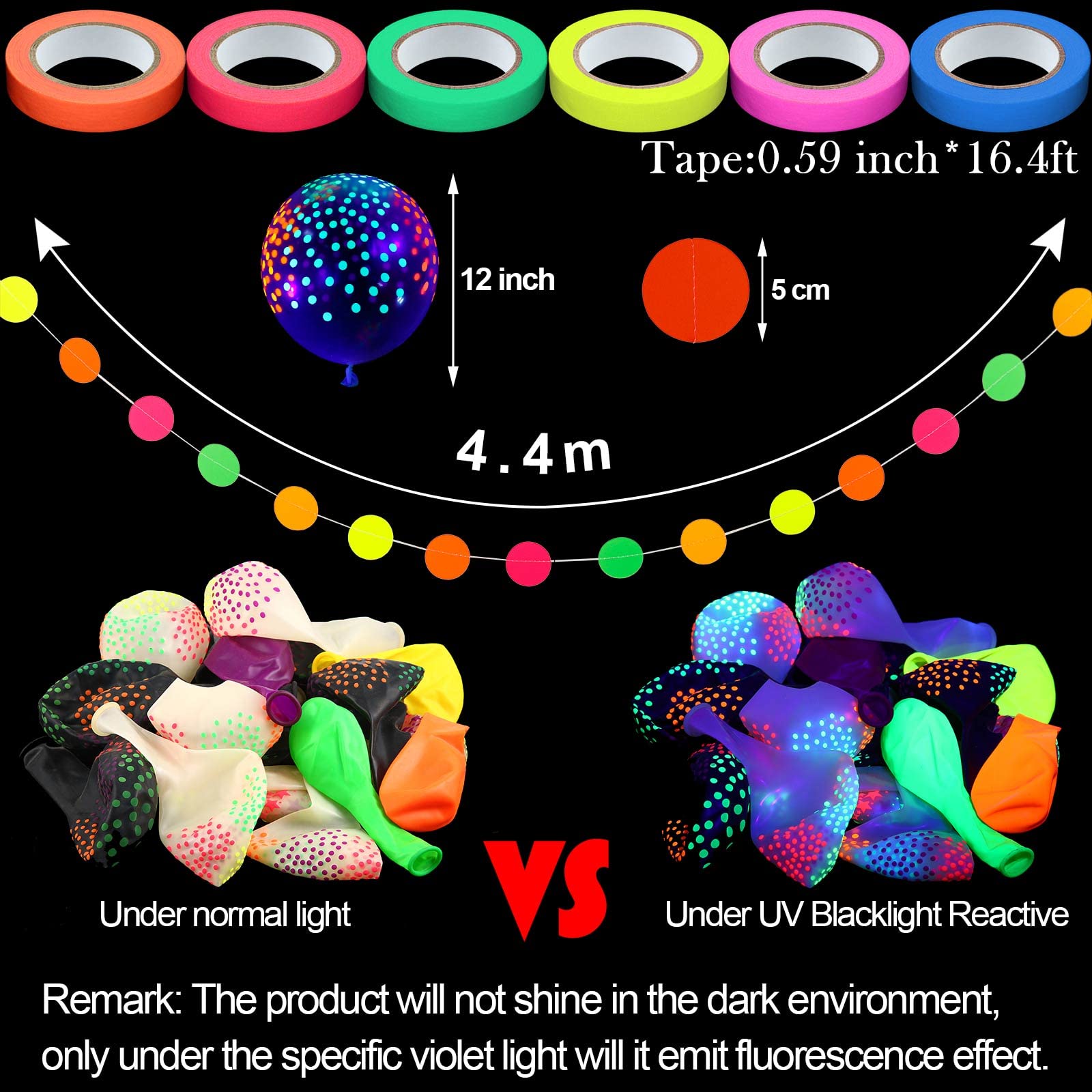 Foto 7 pulgar | Artículos De Fiesta Skylety Glow In The Dark Neon Con Globos - Venta Internacional.