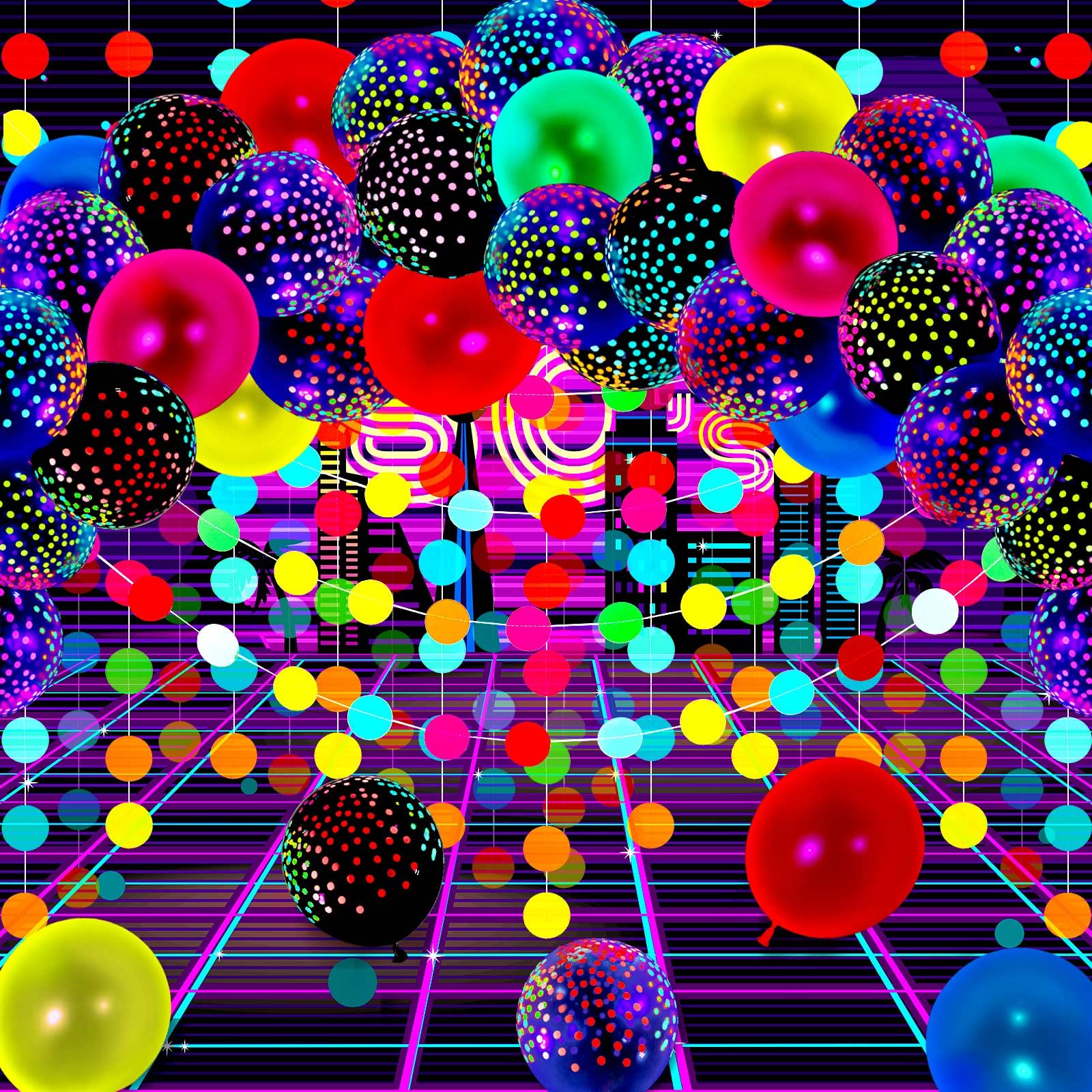 Foto 7 | Artículos De Fiesta Skylety Glow In The Dark Neon Con Globos - Venta Internacional.