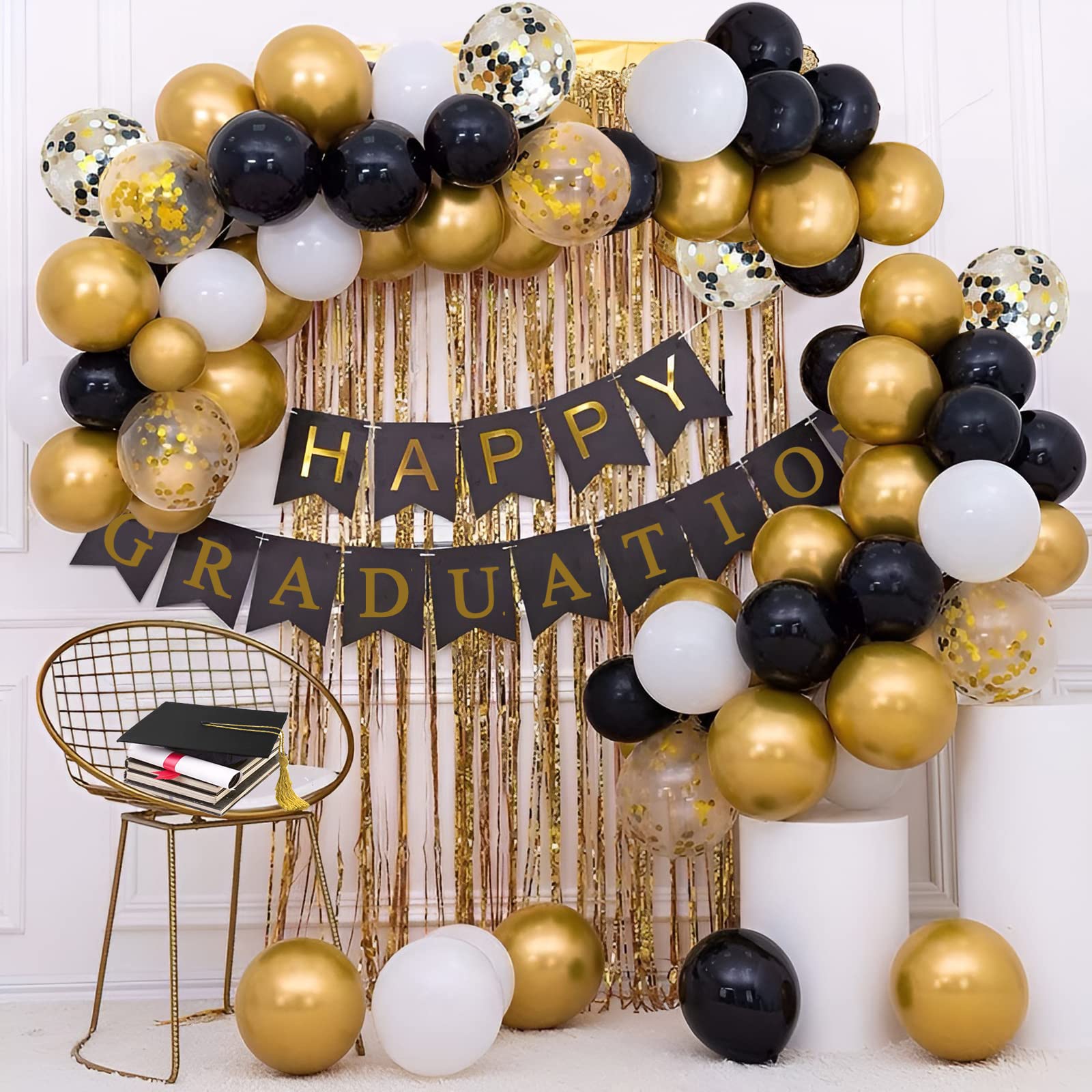 Foto 3 pulgar | Kit De Globos Oumuamua, Confeti Negro Y Dorado, 12 Pulgadas (paquete De 72) - Venta Internacional.