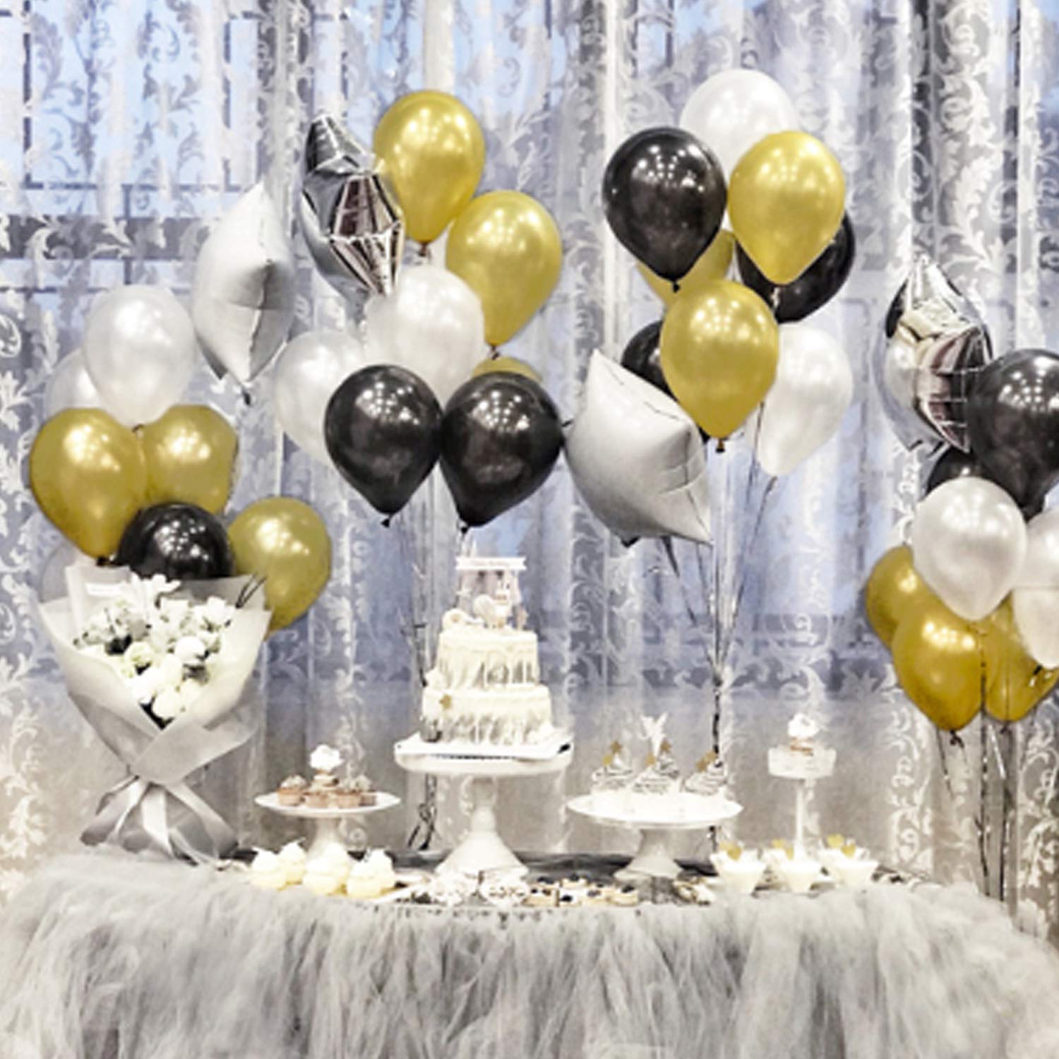 Foto 7 | Kit De Globos Oumuamua, Confeti Negro Y Dorado, 12 Pulgadas (paquete De 72) - Venta Internacional.