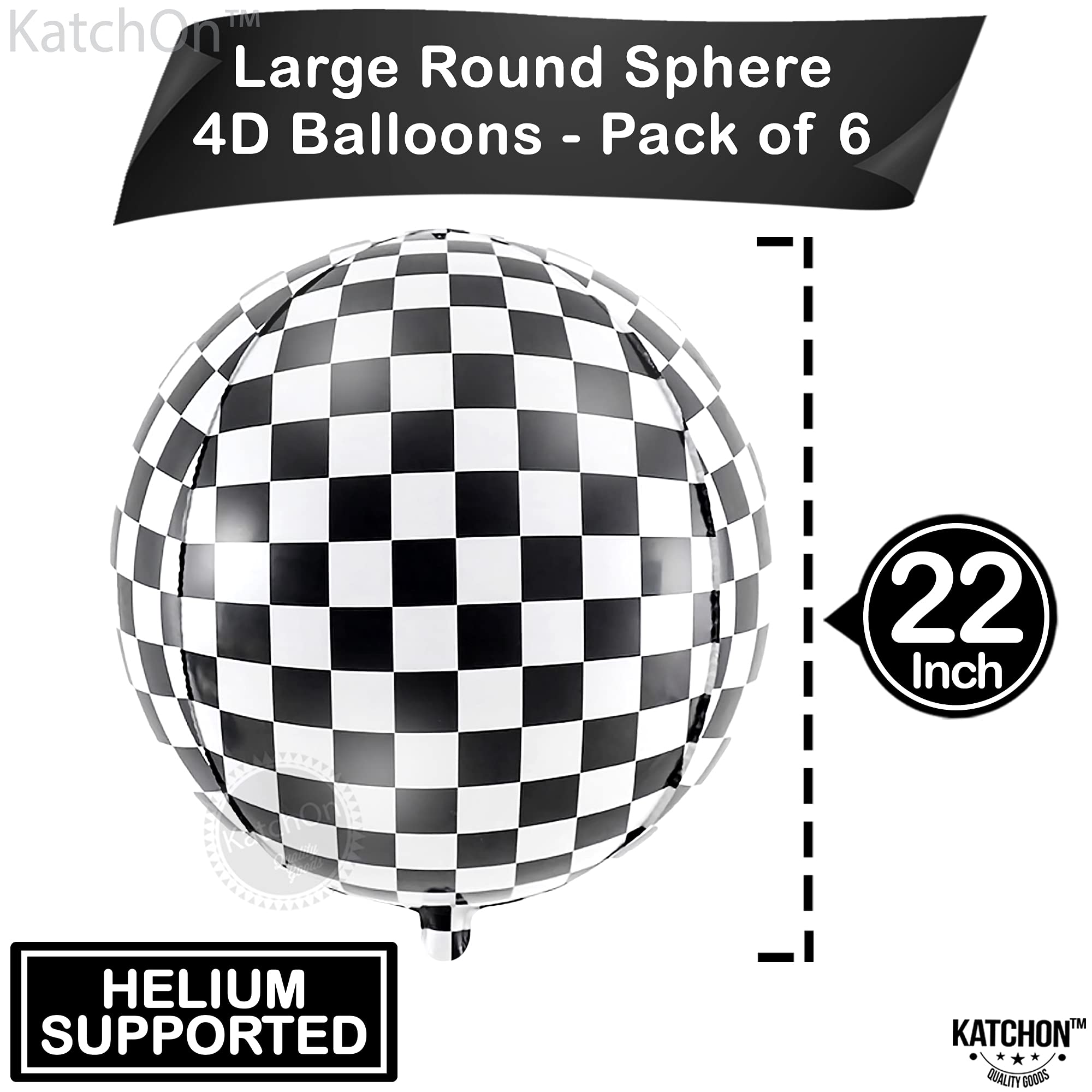 Foto 4 | Globos Katchon A Cuadros Blancos Y Negros De 22 Cm, Paquete De 6 - Venta Internacional.