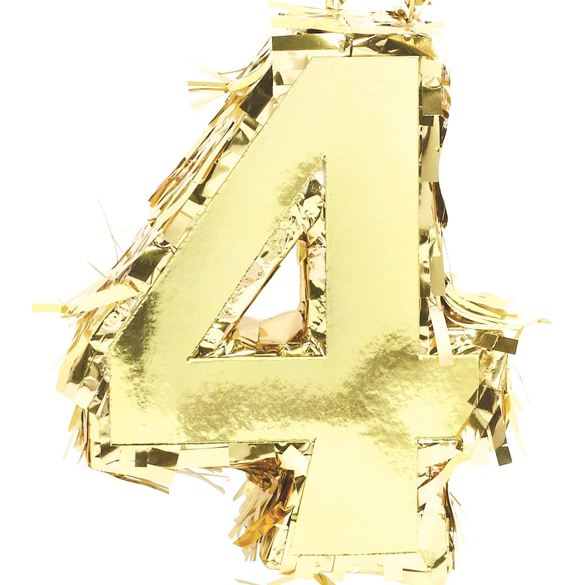 Minipiñata Amscan, Lámina Dorada Brillante, Número 5, Para Fiesta - Venta Internacional.