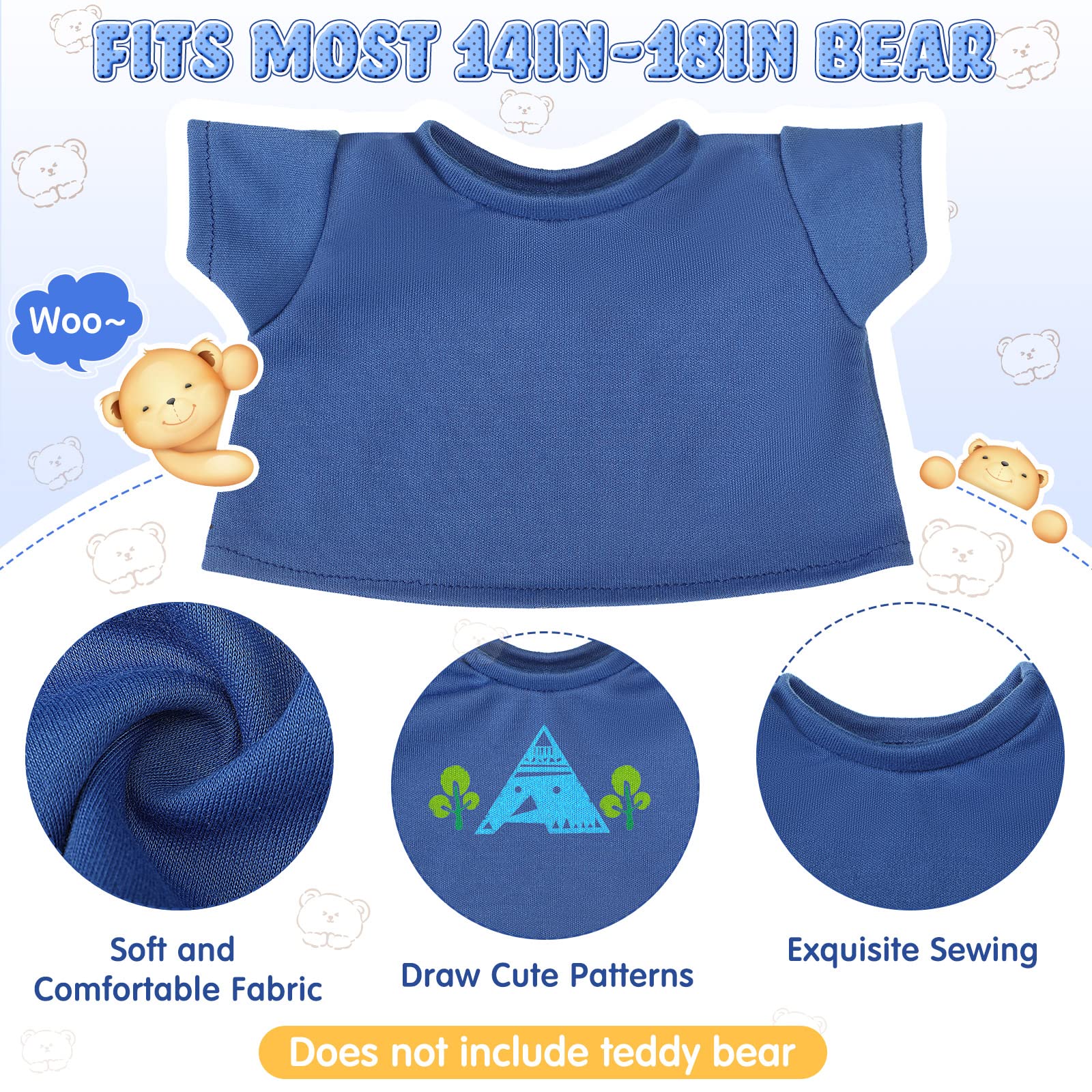 Foto 3 pulgar | Camiseta Básica Skylety De Bear Clothes Para Osos De Peluche De 35 A 45 Cm - Venta Internacional.
