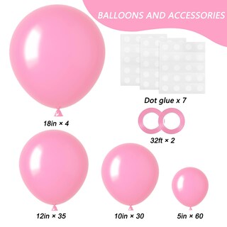 Foto 2 | Juego De Globos Rubfac, 129 Unidades, Rosas, Con Diferentes Tamaños Para Decoración - Venta Internacional.