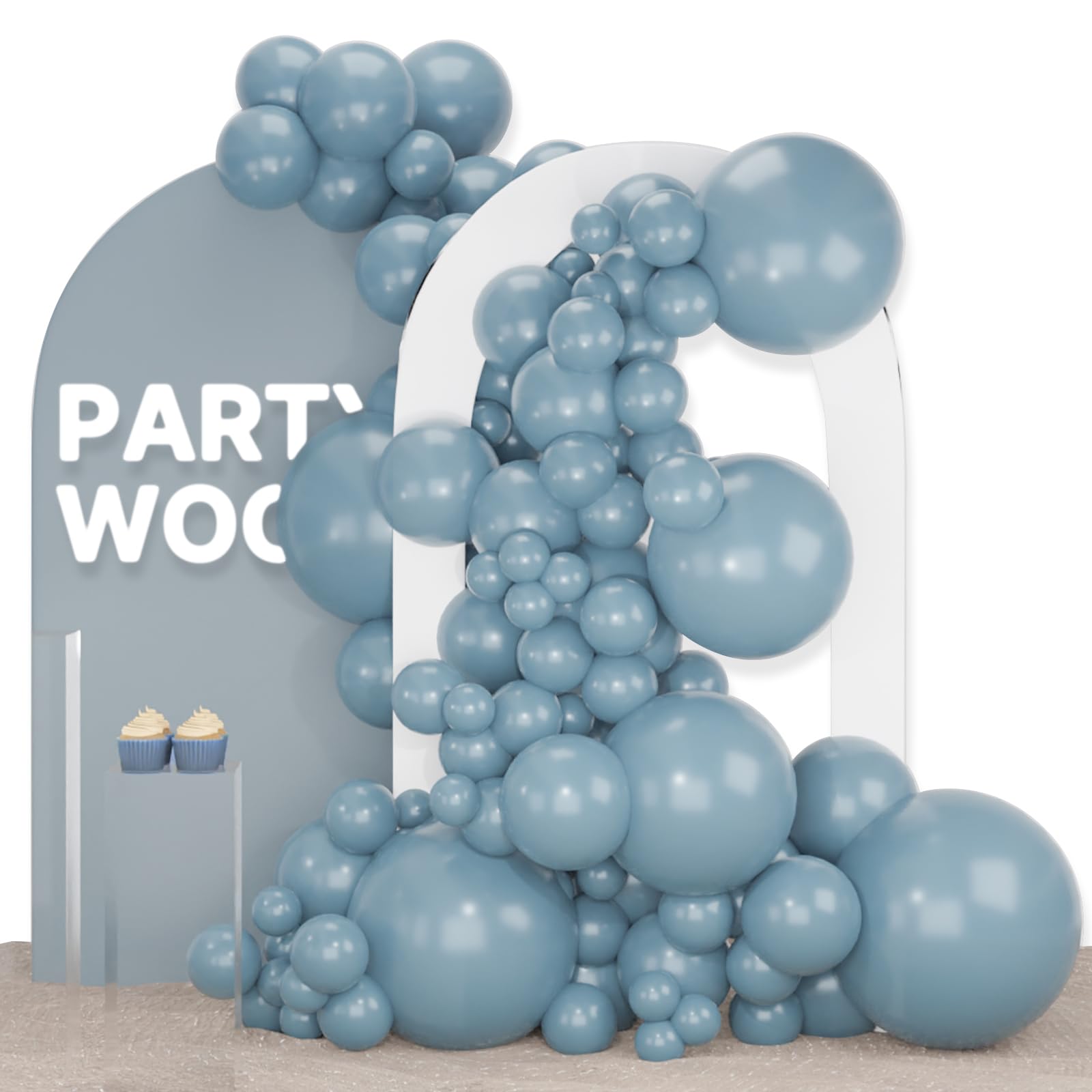Foto 1 | Balloon Partywoo, Azul Grisáceo Claro, 120 Unidades, Azul Bohemio, 18, 12, 10, 5 - Venta Internacional.