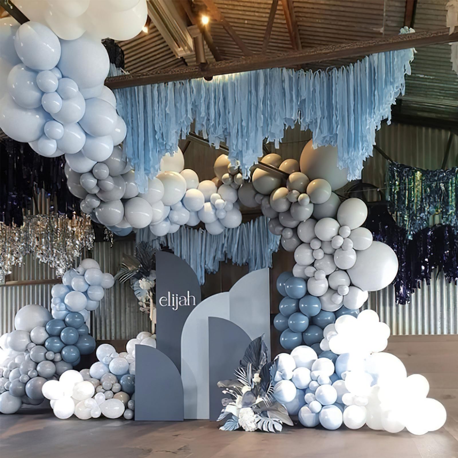 Foto 6 | Balloon Partywoo, Azul Grisáceo Claro, 120 Unidades, Azul Bohemio, 18, 12, 10, 5 - Venta Internacional.