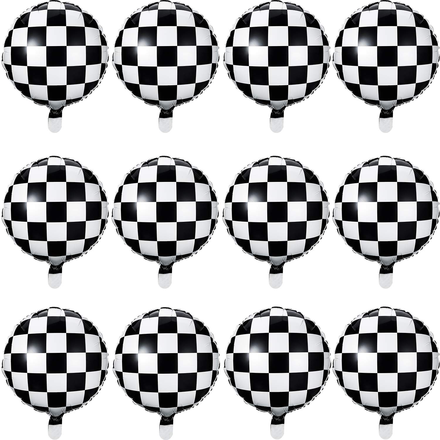 Foto 1 | Globo Con Forma De Tablero De Ajedrez, Papel De Aluminio, Blanco Y Negro, 18 Pulgadas (12) - Venta Internacional.