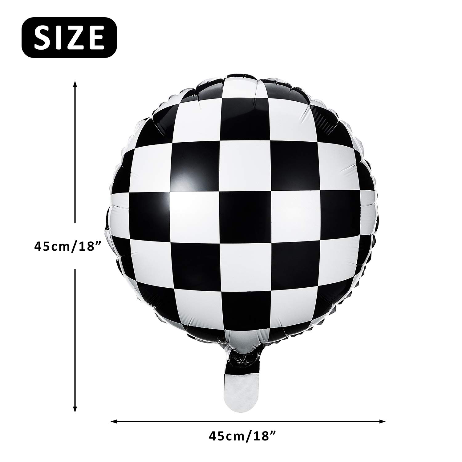 Foto 3 pulgar | Globo Con Forma De Tablero De Ajedrez, Papel De Aluminio, Blanco Y Negro, 18 Pulgadas (12) - Venta Internacional.