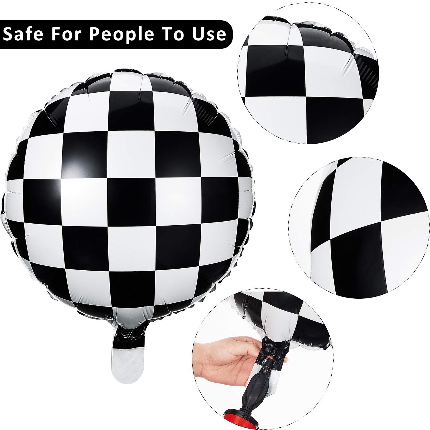 Foto 4 pulgar | Globo Con Forma De Tablero De Ajedrez, Papel De Aluminio, Blanco Y Negro, 18 Pulgadas (12) - Venta Internacional.