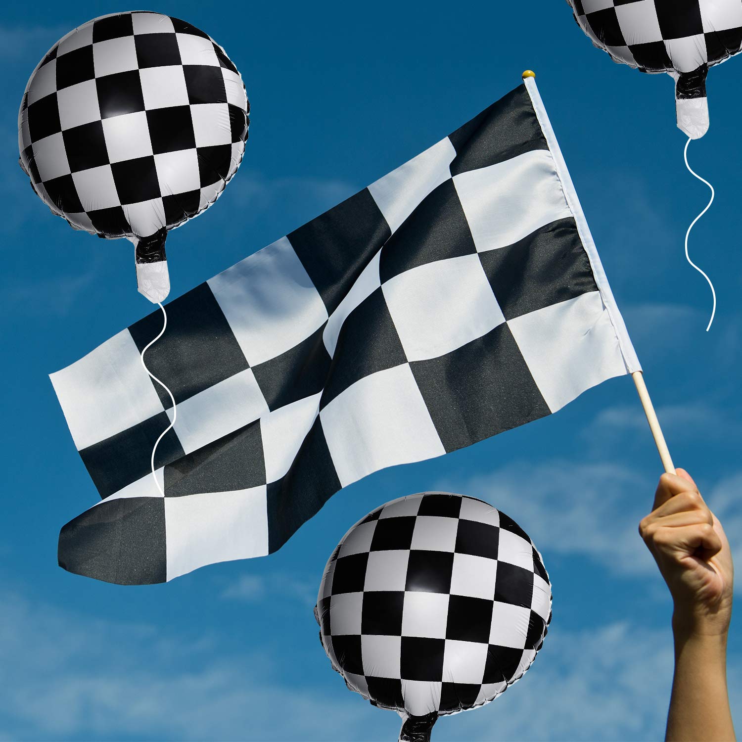 Foto 4 | Globo Con Forma De Tablero De Ajedrez, Papel De Aluminio, Blanco Y Negro, 18 Pulgadas (12) - Venta Internacional.