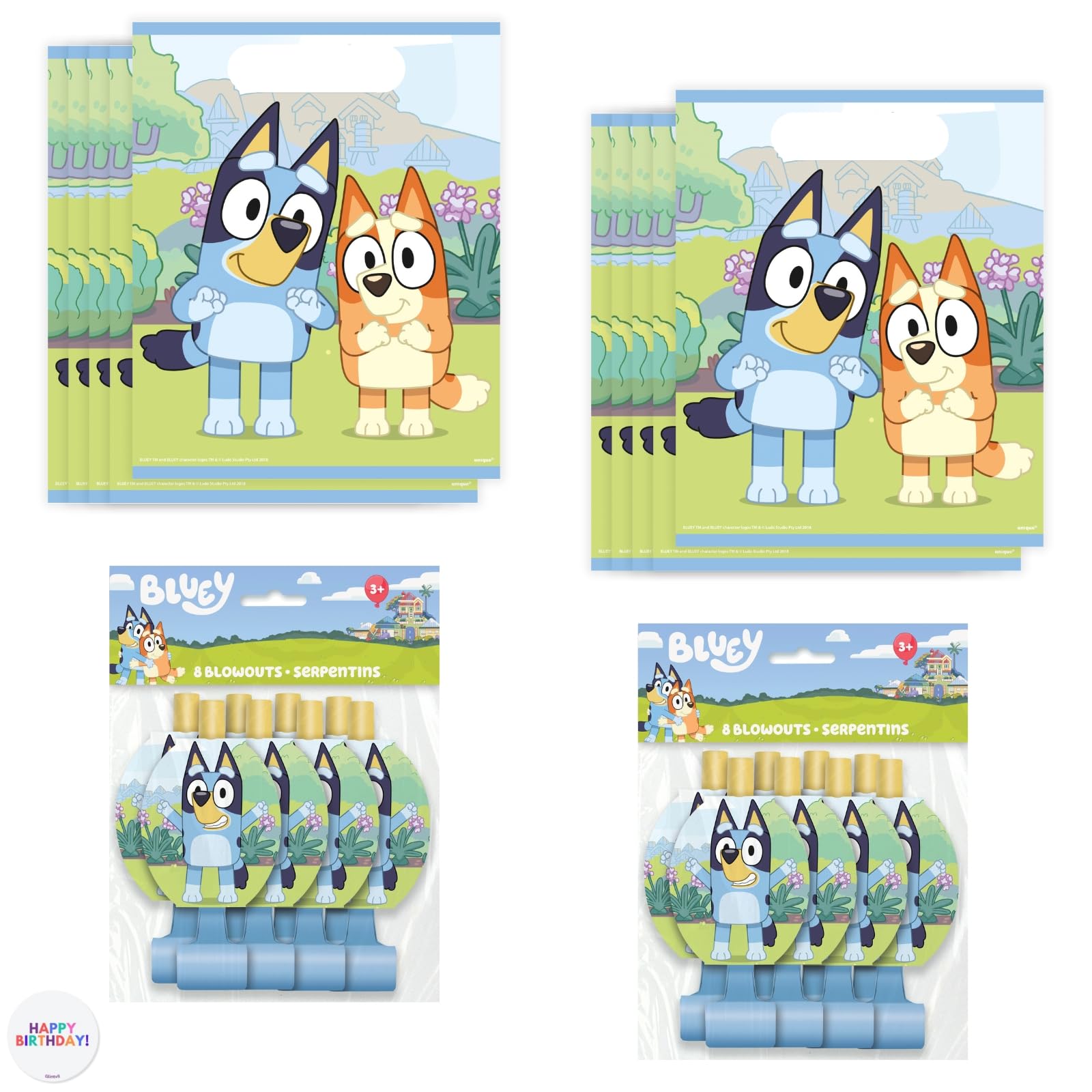 Foto 2 pulgar | Set De Obsequios Para Fiestas Unique Bluey Con 16 Bolsas De Regalos Y 16 Reventones - Venta Internacional.