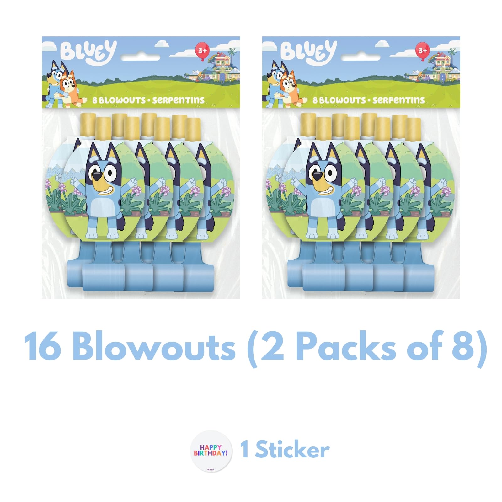 Foto 4 pulgar | Set De Obsequios Para Fiestas Unique Bluey Con 16 Bolsas De Regalos Y 16 Reventones - Venta Internacional.