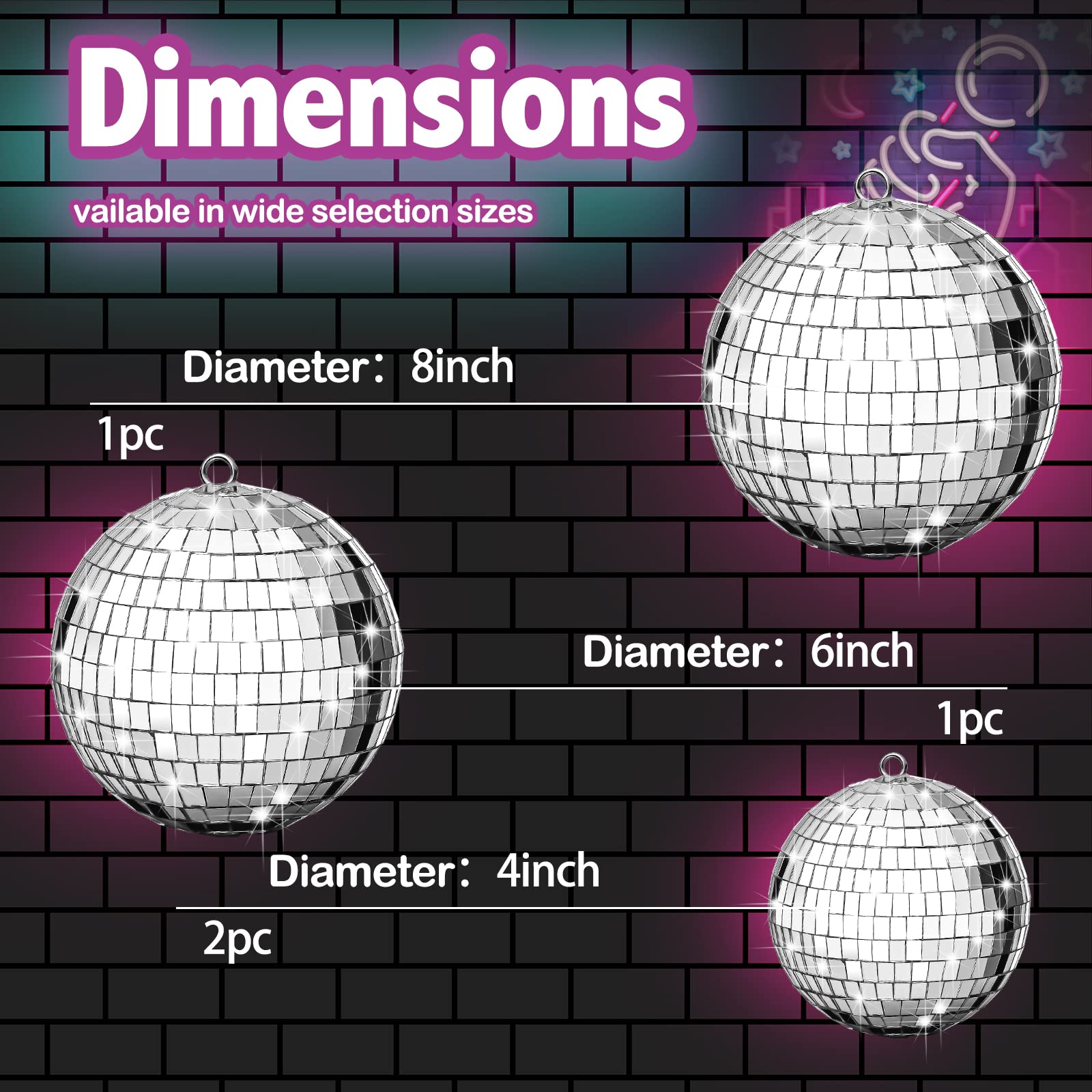 Foto 4 | Disco Ball Chengu, Colgante Grande, Plateado, 20 Cm, 15 Cm, 10 Cm, Paquete De 4 - Venta Internacional.