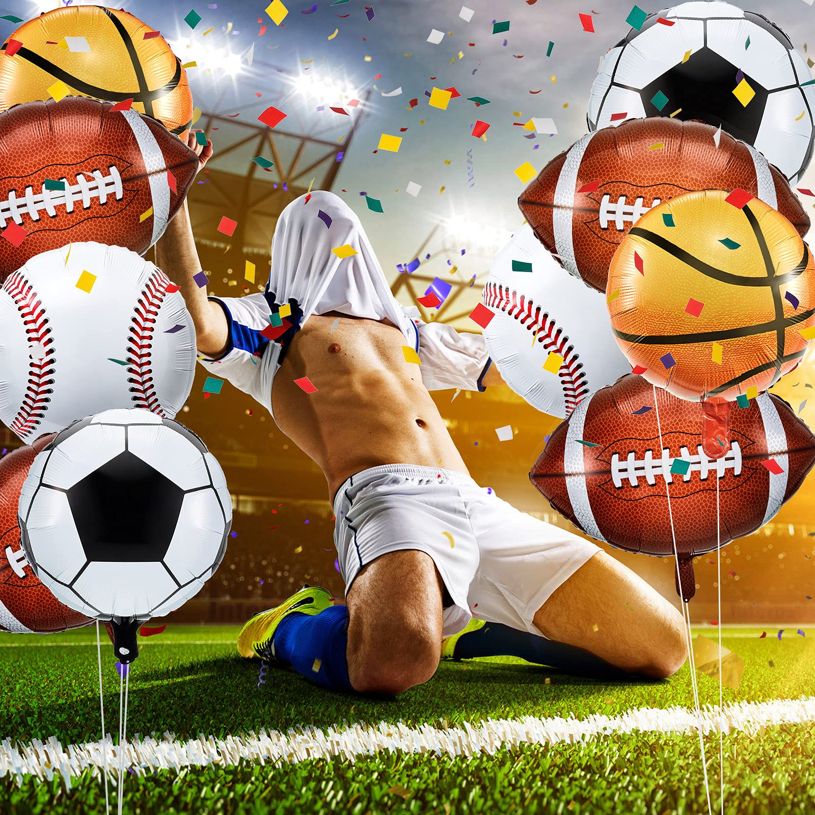 Foto 8 pulgar | Juego De Globos Deportivos De 20 Piezas Para Béisbol, Fútbol Y Fútbol - Venta Internacional.