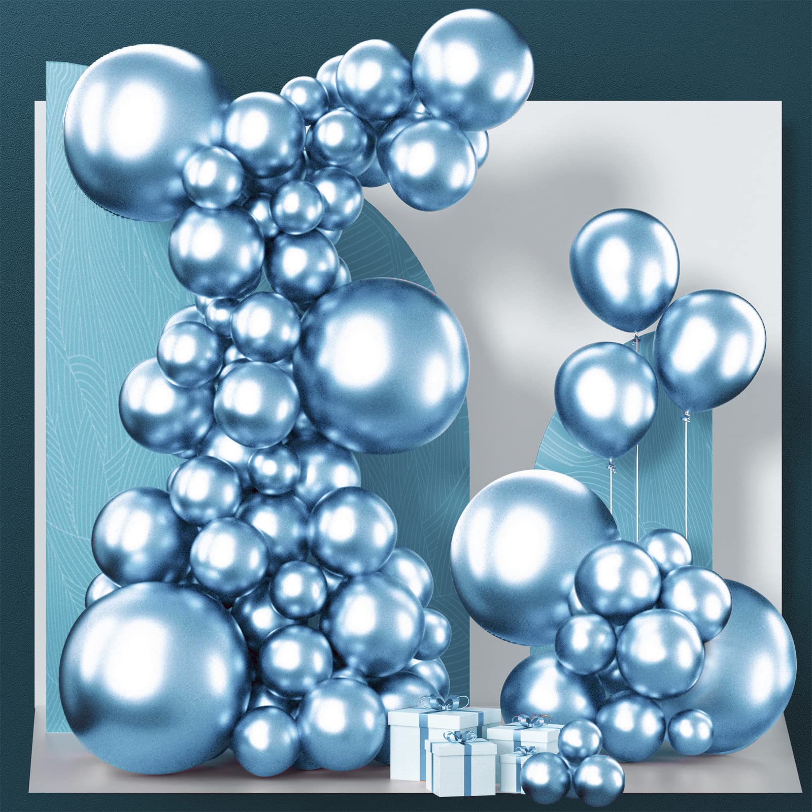Foto 1 | Globos Partywoo, Color Azul Claro Metalizado, 130 Unidades, 18 Cm, 30 Cm, 25 Cm - Venta Internacional.