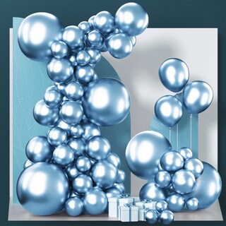 Foto 1 | Globos Partywoo, Color Azul Claro Metalizado, 130 Unidades, 18 Cm, 30 Cm, 25 Cm - Venta Internacional.