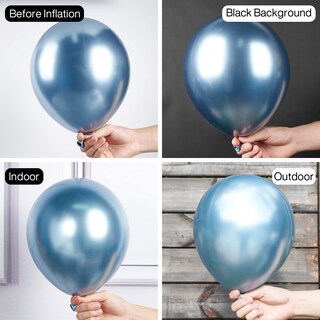 Foto 3 | Globos Partywoo, Color Azul Claro Metalizado, 130 Unidades, 18 Cm, 30 Cm, 25 Cm - Venta Internacional.