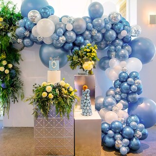 Foto 6 | Globos Partywoo, Color Azul Claro Metalizado, 130 Unidades, 18 Cm, 30 Cm, 25 Cm - Venta Internacional.