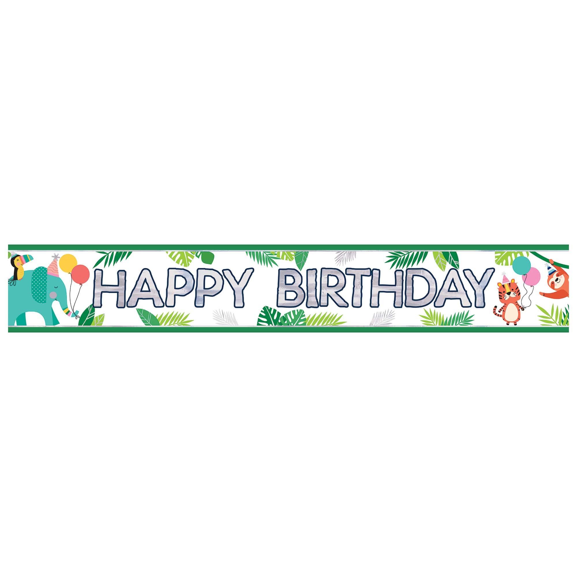 Foto 2 pulgar | Banner Amscan Jungle Birthday De 12 Pies (paquete De 1) Blanco - Venta Internacional.
