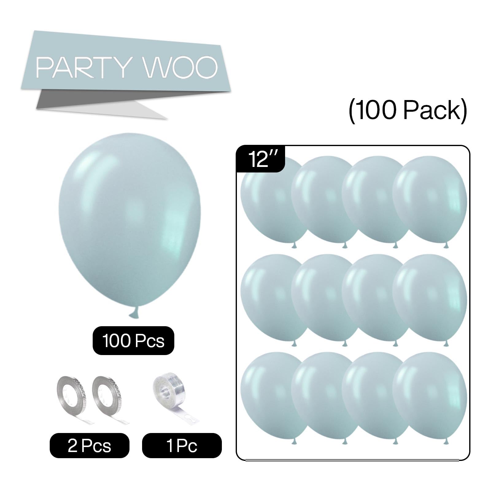 Foto 5 | Globos Partywoo Pale Aqua De 12 Pulgadas, 100 Unidades, Para Decoración - Venta Internacional.