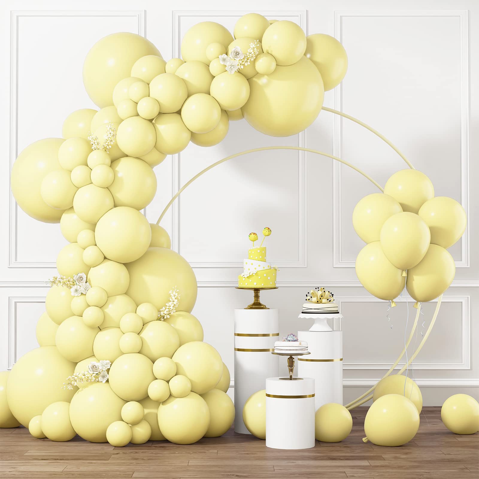 Juego De Globos Rubfac De Látex Amarillo Pastel, 105 Unidades, Con Cinta Y Pegamento - Venta Internacional.