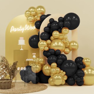 Foto 1 | Globo Partywoo Negro Y Dorado, 140 Unidades, Diferentes Tamaños - Venta Internacional.