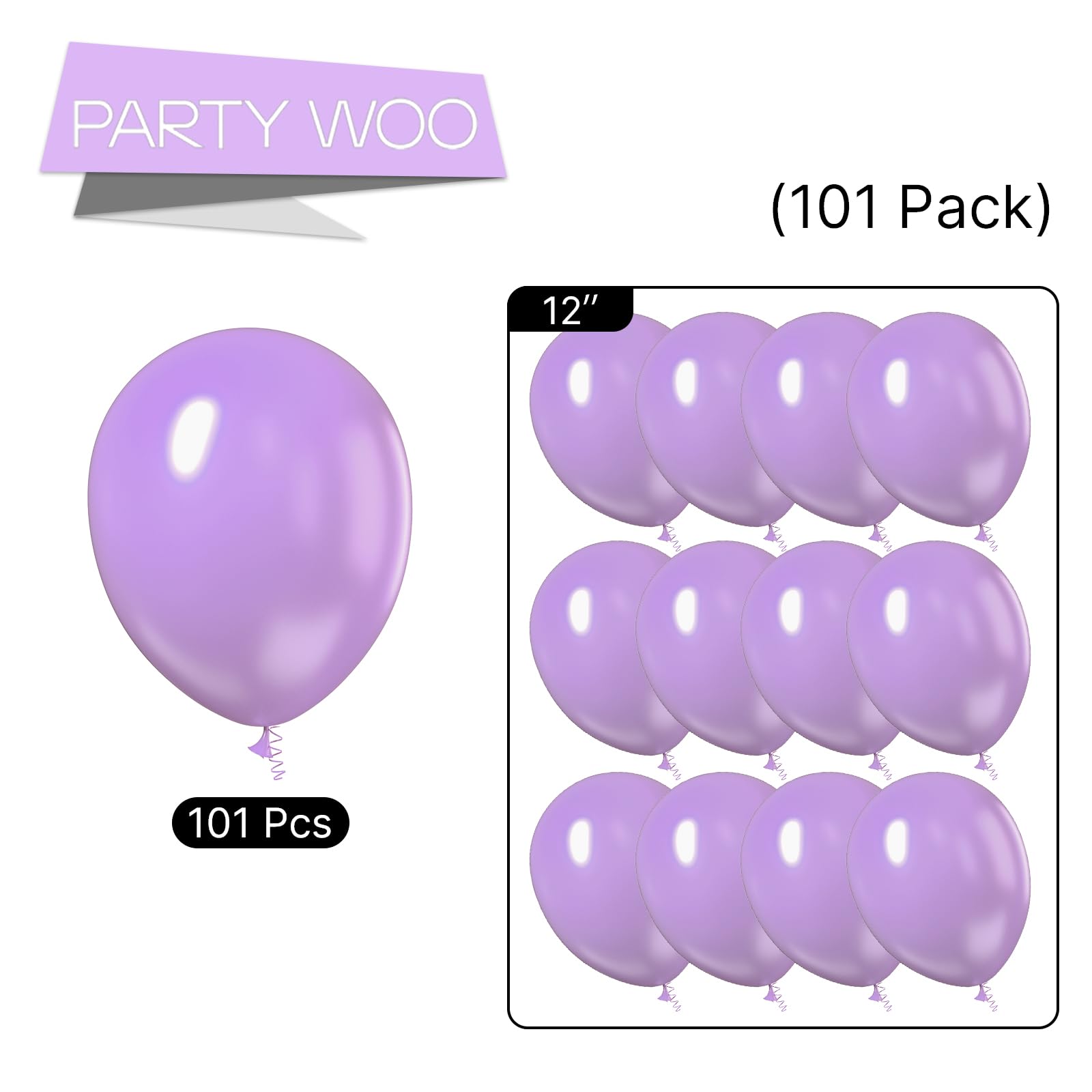 Foto 6 pulgar | Globos Partywoo, Color Morado Pastel, 12 Pulgadas, 101 Unidades - Venta Internacional.