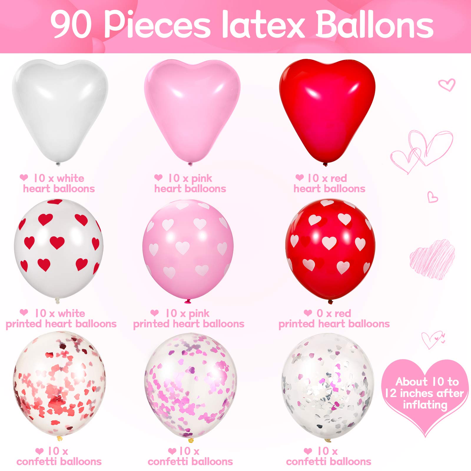 Foto 4 pulgar | Kit De Globos Skylety Para El Día De San Valentín, 90 Piezas, Con Forma De Corazón - Venta Internacional.