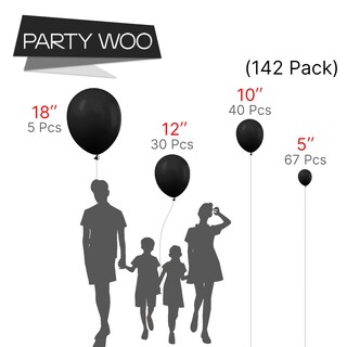 Foto 2 | Balloon Partywoo Black, 142 Unidades, Diferentes Tamaños, Con Kit De Arco - Venta Internacional.