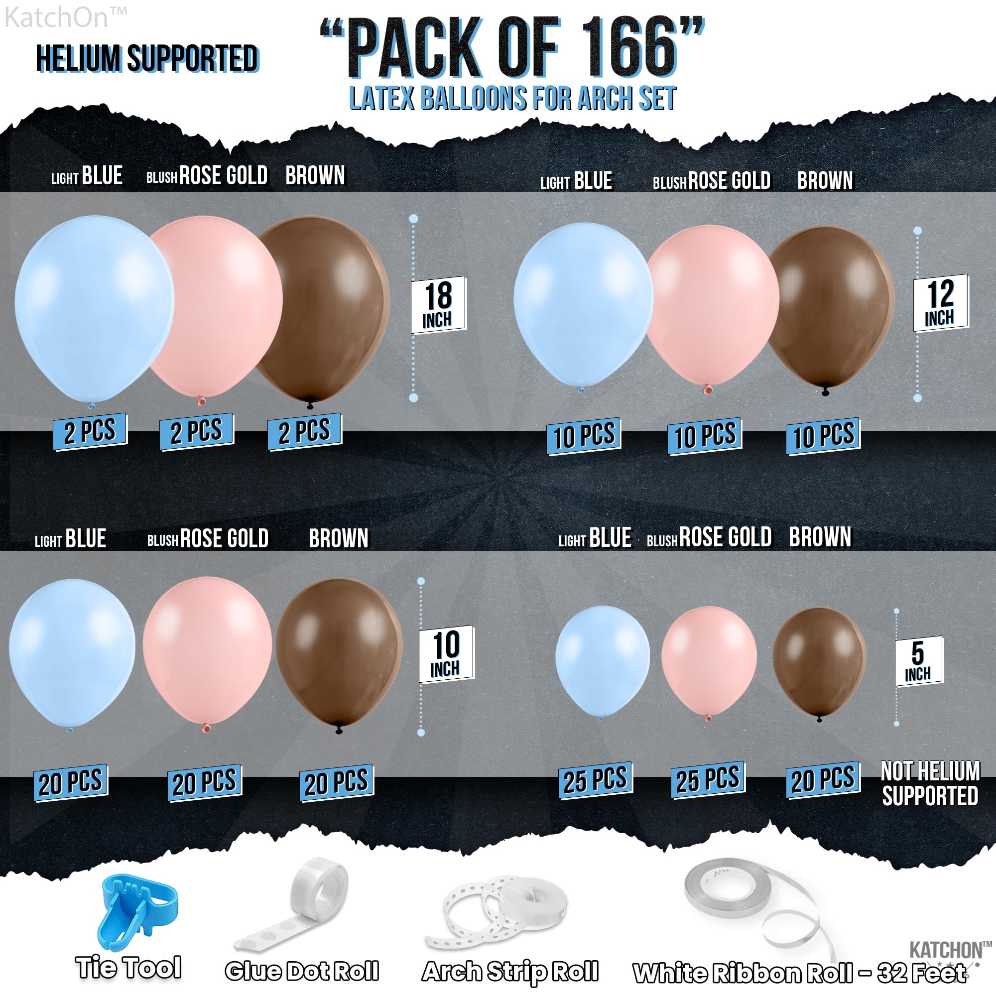 Foto 2 | Kit De Guirnaldas Con Globos Katchon, Azul, Marrón Tostado, Paquete De 166 - Venta Internacional.