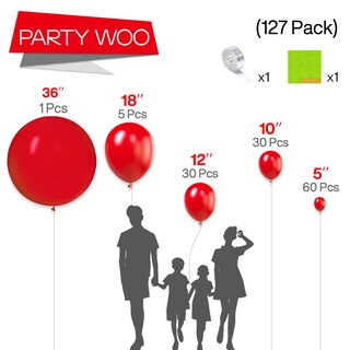 Foto 2 | Globos Partywoo Red-y57, Rojo Mate, 127 Unidades, Para Guirnalda O Arco - Venta Internacional.