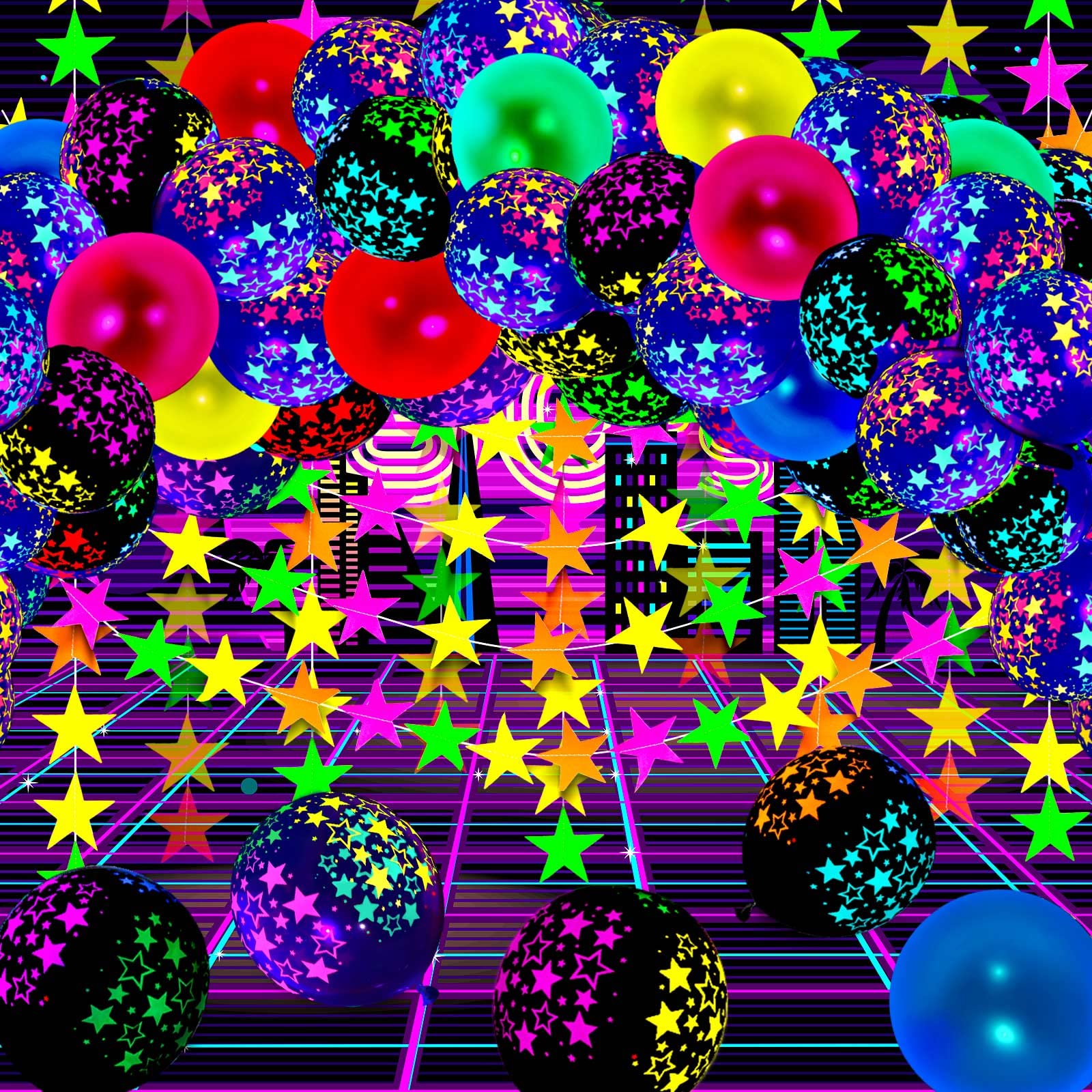 Foto 8 pulgar | Artículos De Fiesta Para Skylety Que Brillan En La Oscuridad Con Globos De Neón - Venta Internacional.