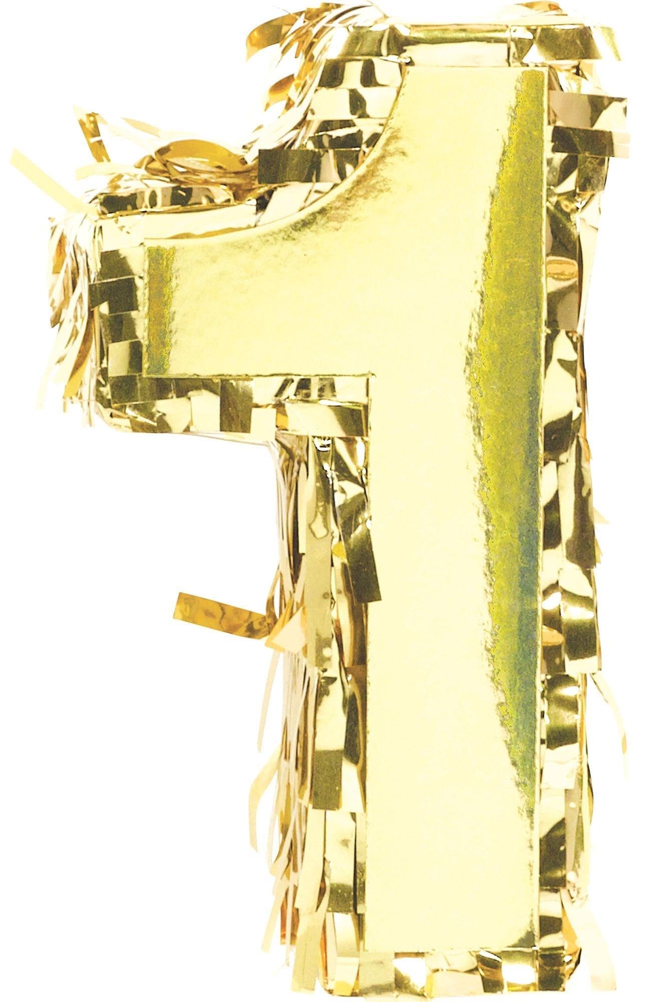 Minipiñata Amscan, Lámina Dorada Brillante, Número 2, Para Fiesta - Venta Internacional.