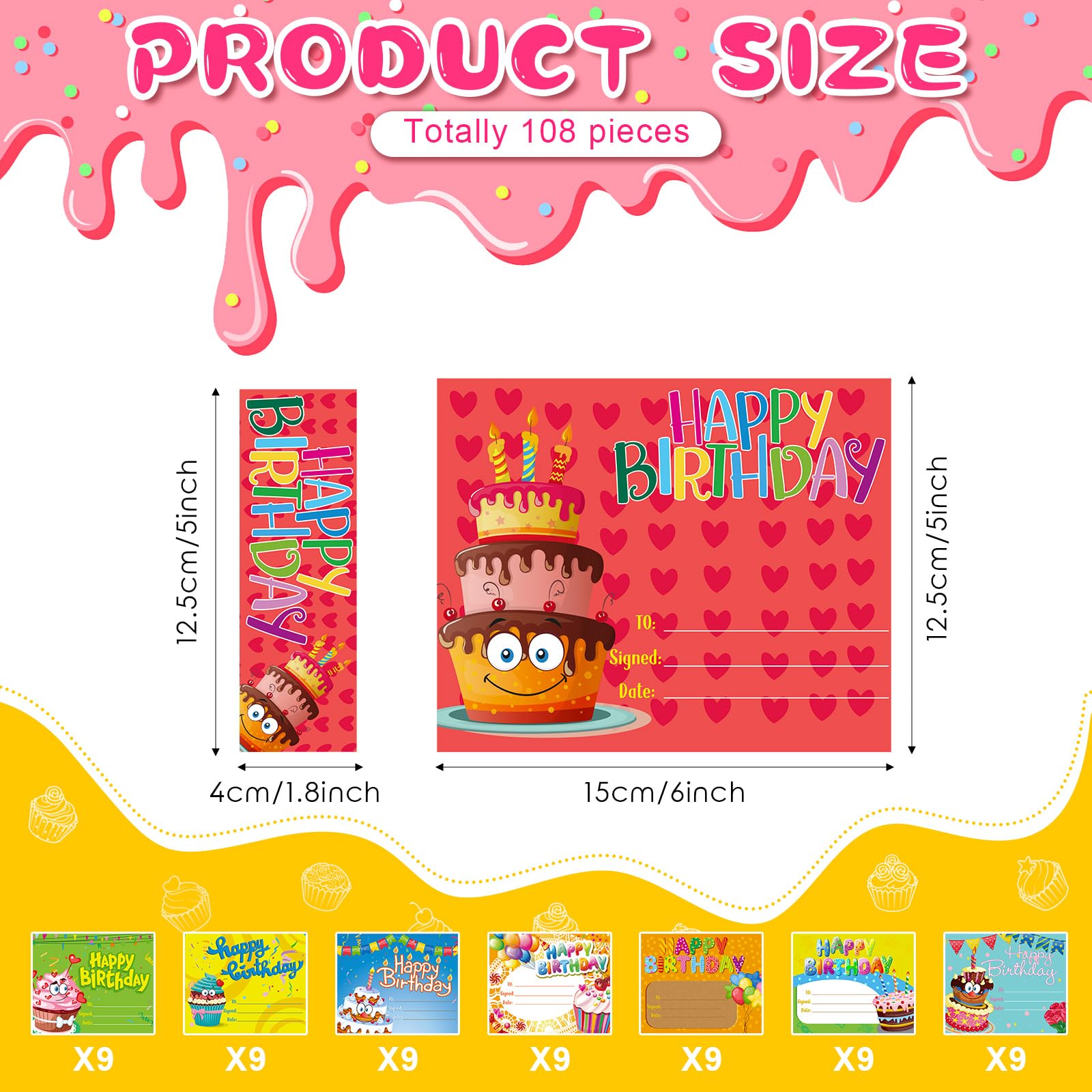 Foto 3 pulgar | Juego De Tarjetas De Premios Con Certificados De Cumpleaños Outus 108 Para Niños - Venta Internacional.