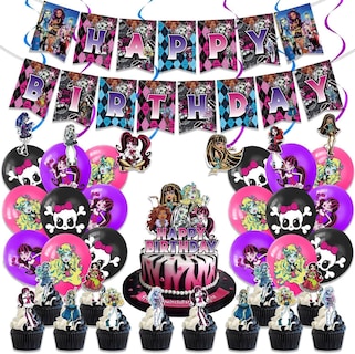 Foto 1 | Set 18 Globos Látex Serie Monster Girl High Letrero Fiesta Y Decoración