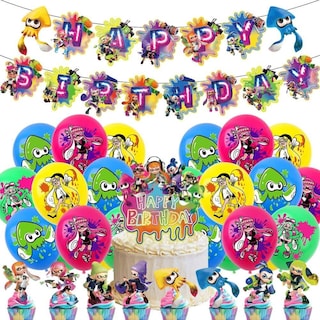 Foto 1 | Set 16 Globos Látex Videojuegos Splatoon Disparos Letrero Fiesta Y Decoración