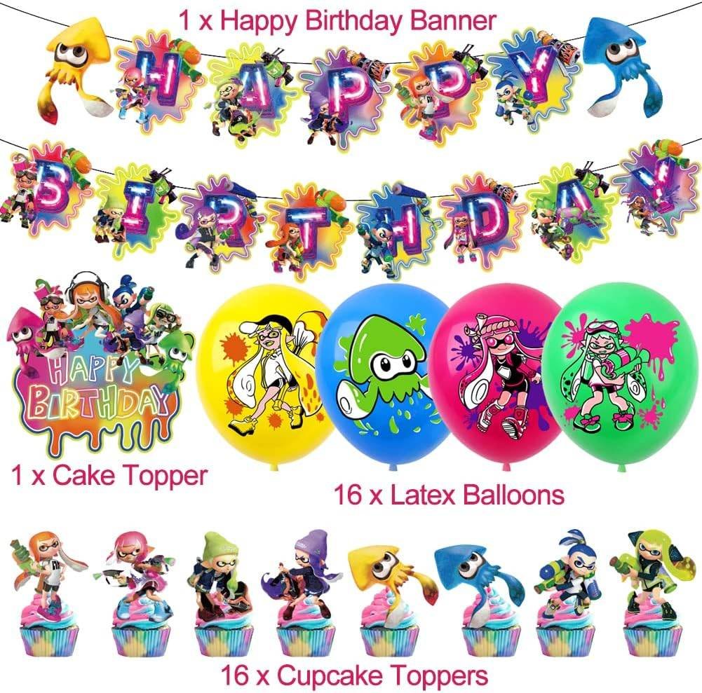 Foto 2 | Set 16 Globos Látex Videojuegos Splatoon Disparos Letrero Fiesta Y Decoración