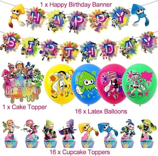 Foto 2 | Set 16 Globos Látex Videojuegos Splatoon Disparos Letrero Fiesta Y Decoración