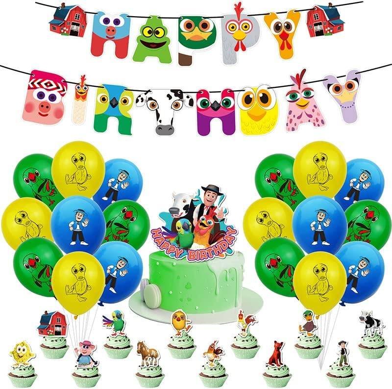 Foto 2 pulgar | Set 18 Globos Látex Caricatura La Granja De Zenon Letrero Fiesta Y Decoración