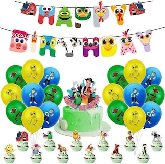 Foto 1 | Set 18 Globos Látex Caricatura La Granja De Zenon Letrero Fiesta Y Decoración