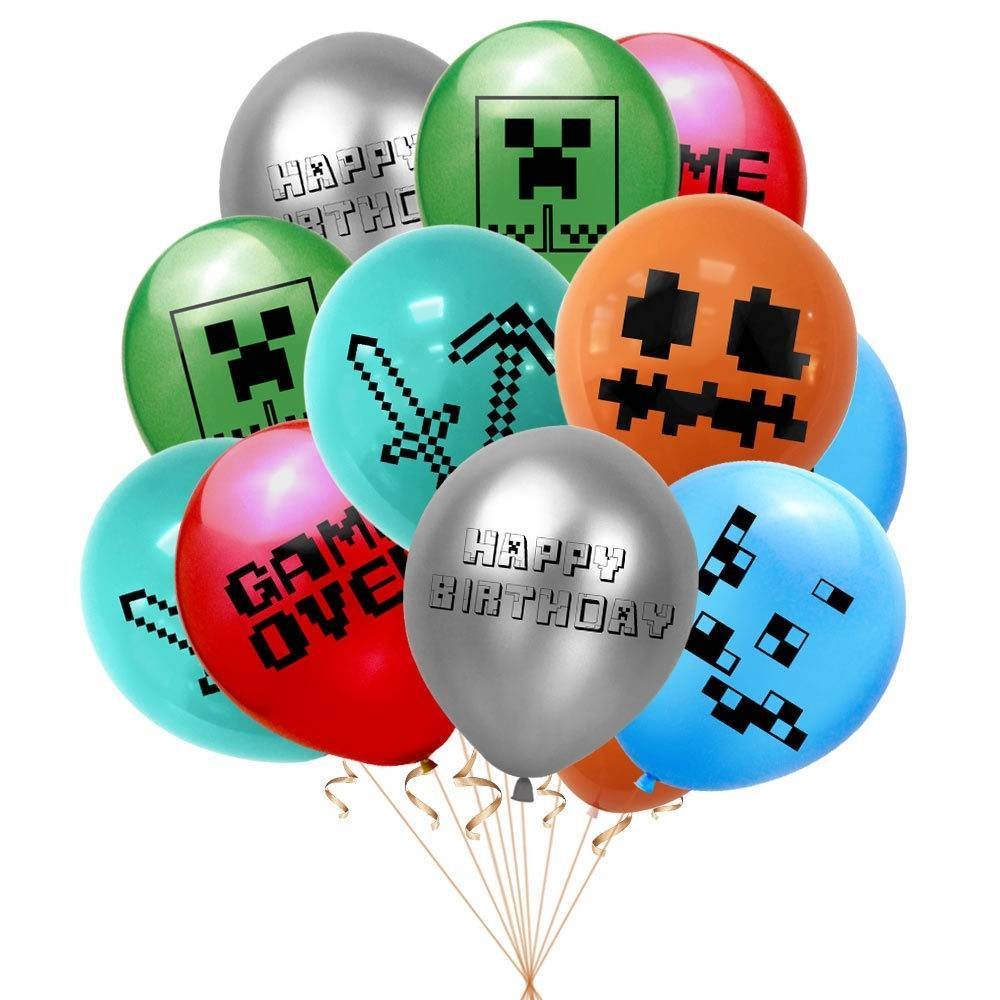 Foto 1 | Juego 12 Globos Látex Mine Craft Fiesta Modelo 1