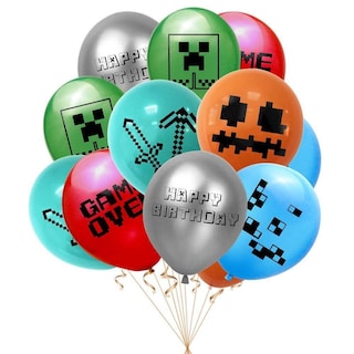 Foto 1 | Juego 12 Globos Látex Mine Craft Fiesta Modelo 1